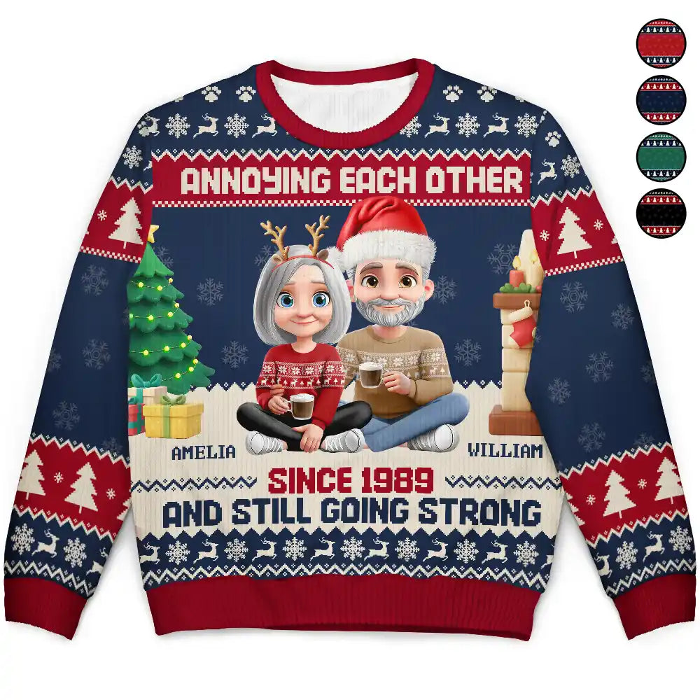 Old Couples,Gift For Husband,Gift For Wife,Christmas,Top Market,Love - Annoying Each Other 3D Effect Couple - Personalized Unisex Ugly Sweater
