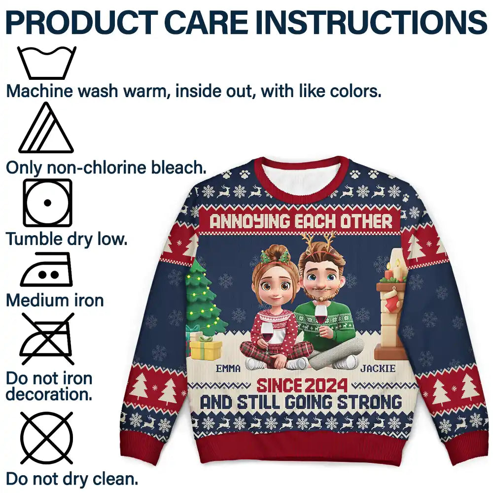 Old Couples,Gift For Husband,Gift For Wife,Christmas,Top Market,Love - Annoying Each Other 3D Effect Couple - Personalized Unisex Ugly Sweater