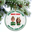 Gift For Couples, Old Couples, Gift For Women, Gift For Men, Gift For Husband, Gift For Wife, Love, Christmas - Annoying Each Other 3D Effect Couple Crossed Arms - Personalized Circle Ceramic Ornament