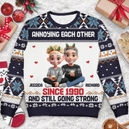 Love,Christmas,Gift For Wife,Gift For Husband,Gift For Couples - Annoying Each Other Couple - Personalized Unisex Ugly Sweater