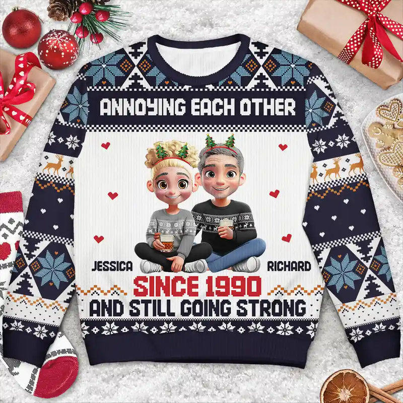 Love,Christmas,Gift For Wife,Gift For Husband,Gift For Couples - Annoying Each Other Couple - Personalized Unisex Ugly Sweater
