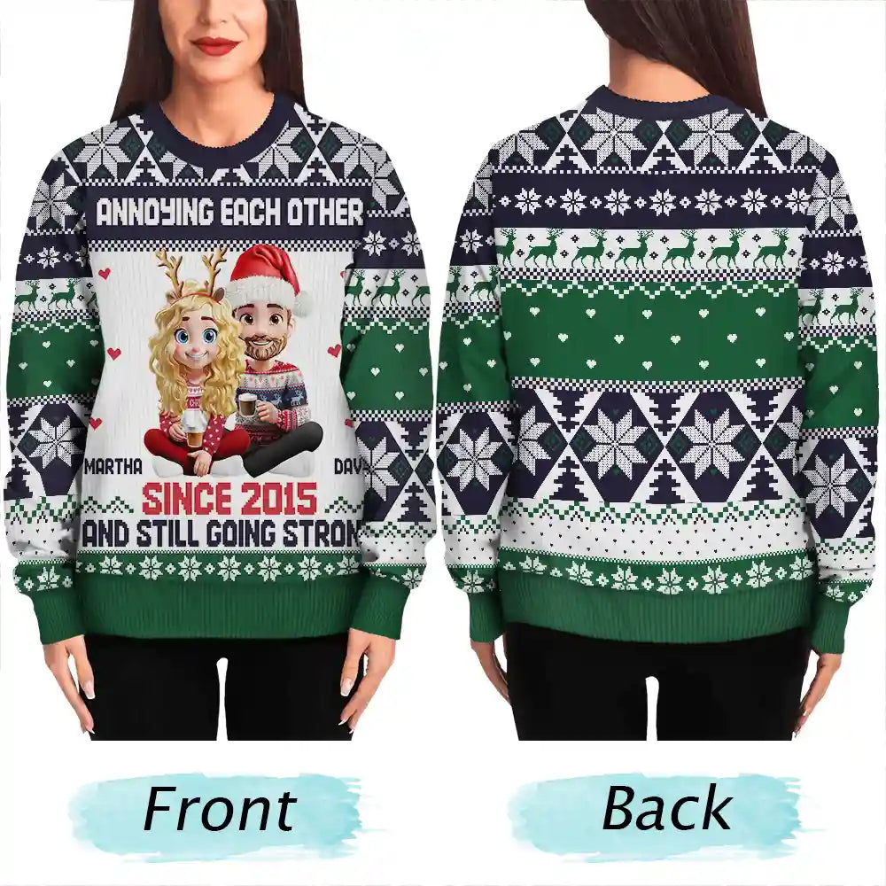 Love,Christmas,Gift For Wife,Gift For Husband,Gift For Couples - Annoying Each Other Couple - Personalized Unisex Ugly Sweater
