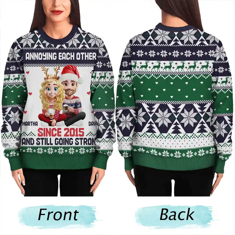 Love,Christmas,Gift For Wife,Gift For Husband,Gift For Couples - Annoying Each Other Couple - Personalized Unisex Ugly Sweater