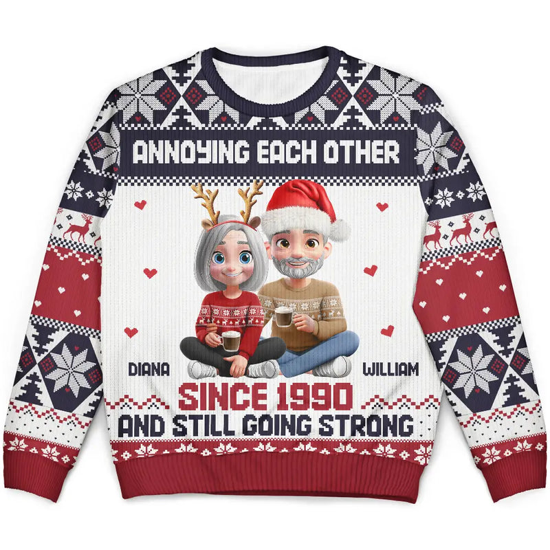 Love,Christmas,Gift For Wife,Gift For Husband,Gift For Couples - Annoying Each Other Couple - Personalized Unisex Ugly Sweater