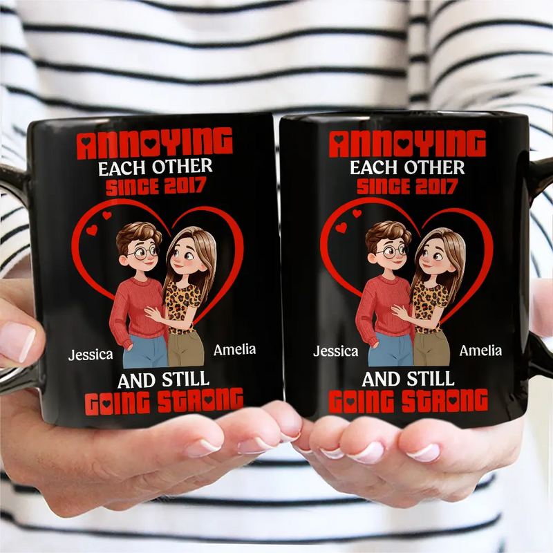 Gift For Couples,Old Couples,Gift For Husband,Gift For Wife,Love - Annoying Each Other Hugging Couple - Personalized Mug