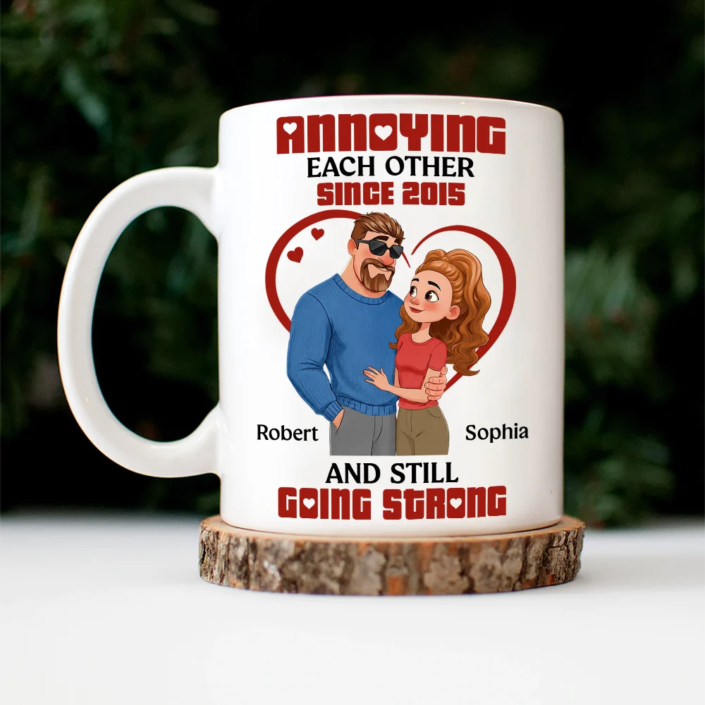 Gift For Couples,Old Couples,Gift For Husband,Gift For Wife,Love - Annoying Each Other Hugging Couple - Personalized Mug