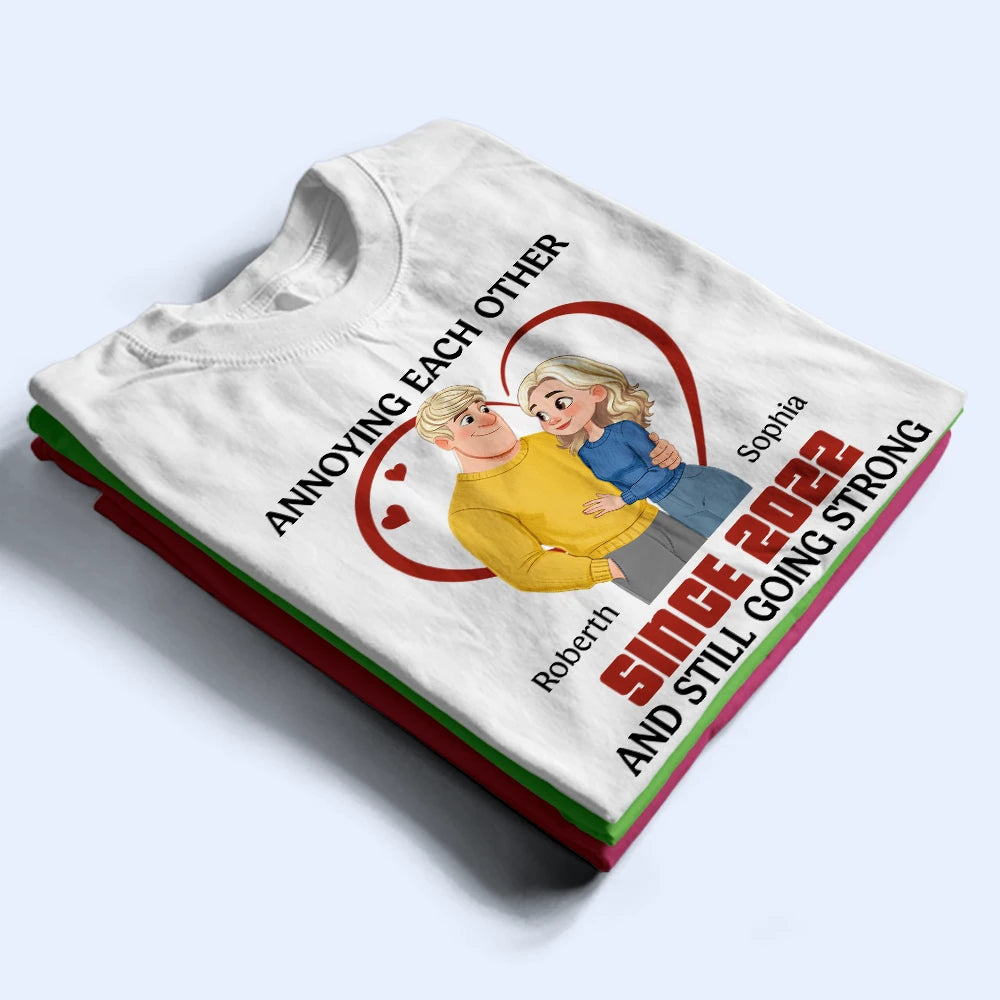 Gift For Couples,Old Couples,Gift For Husband,Gift For Wife,Funny - Annoying Each Other Hugging Couple - Personalized T Shirt