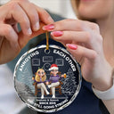 Christmas,Gift For Couples,Gift For Husband,Gift For Wife,Gift For Boyfriend,Gift For Girlfriend - Annoying Each Other Since - Personalized Circle Glass Ornament