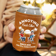 Summer, Gift For Couples, Humorous, Vector - Annoying Each Other Since - Personalized Leather Can Cooler
