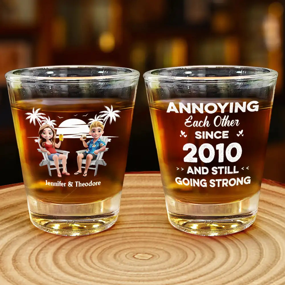 Gift For Couples,Gift For Husband,Gift For Wife,Gift For Boyfriend,Gift For Girlfriend,Funny - Annoying Each Other Since - Personalized Shot Glass