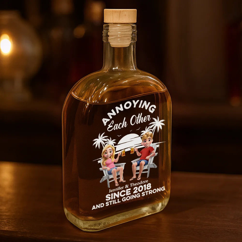 Gift For Couples, Gift For Husband, Gift For Wife, Gift For Boyfriend, Gift For Girlfriend, Funny - Annoying Each Other Since - Personalized Whiskey Bottle