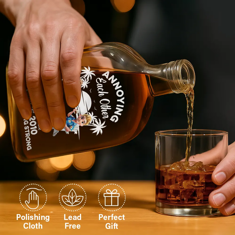 Gift For Couples, Gift For Husband, Gift For Wife, Gift For Boyfriend, Gift For Girlfriend, Funny - Annoying Each Other Since - Personalized Whiskey Bottle