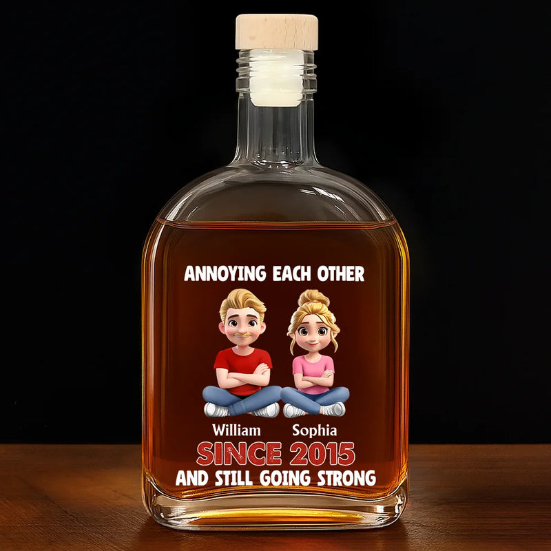Gift For Couples, Gift For Women, Gift For Men, Gift For Husband, Gift For Wife, Gift For Girlfriend, Gift For Boyfriend, Top Market, Old Couples, Love - Annoying Each Other Since Couple - Personalized Whiskey Bottle