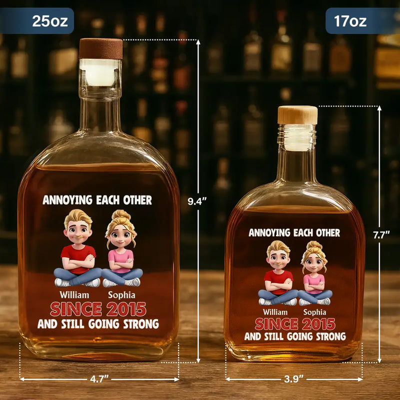 Gift For Couples, Gift For Women, Gift For Men, Gift For Husband, Gift For Wife, Gift For Girlfriend, Gift For Boyfriend, Top Market, Old Couples, Love - Annoying Each Other Since Couple - Personalized Whiskey Bottle