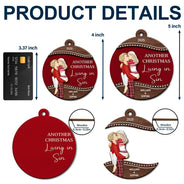 Love,Christmas,Gift For Wife,Gift For Husband,Gift For Couples,Gift For Boyfriend,Gift For Girlfriend - Another Christmas Living In Sin - Personalized 2-Layered Wooden Ornament