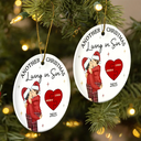 Love, Christmas, Gift For Wife, Gift For Husband, Gift For Couples, Gift For Boyfriend, Gift For Girlfriend - Another Christmas Living In Sin Kissing Couples - Personalized Circle Ceramic Ornament
