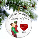 Love, Christmas, Gift For Wife, Gift For Husband, Gift For Couples, Gift For Boyfriend, Gift For Girlfriend - Another Christmas Living In Sin Kissing Couples - Personalized Circle Ceramic Ornament
