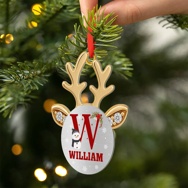 Happy,Christmas,Gift For Kids - Antler Christmas - Personalized Metal Ornament
