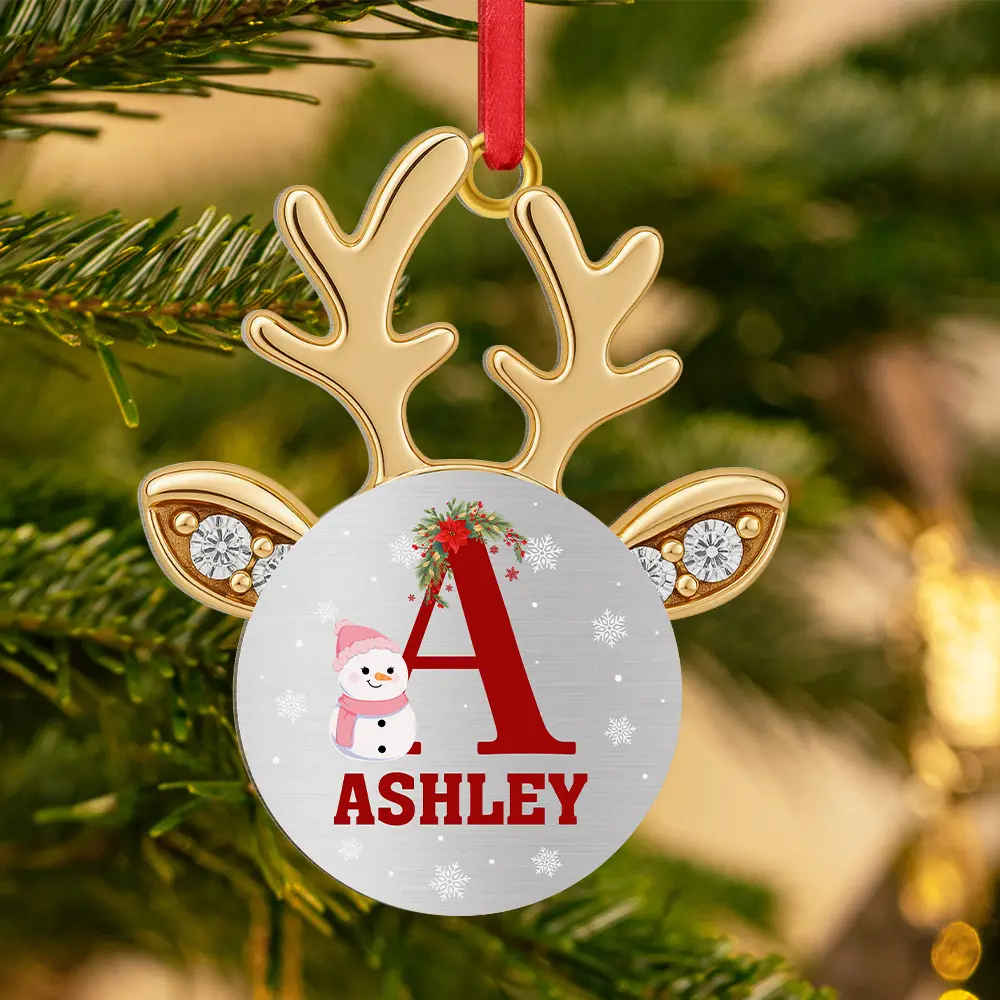 Happy,Christmas,Gift For Kids - Antler Christmas - Personalized Metal Ornament