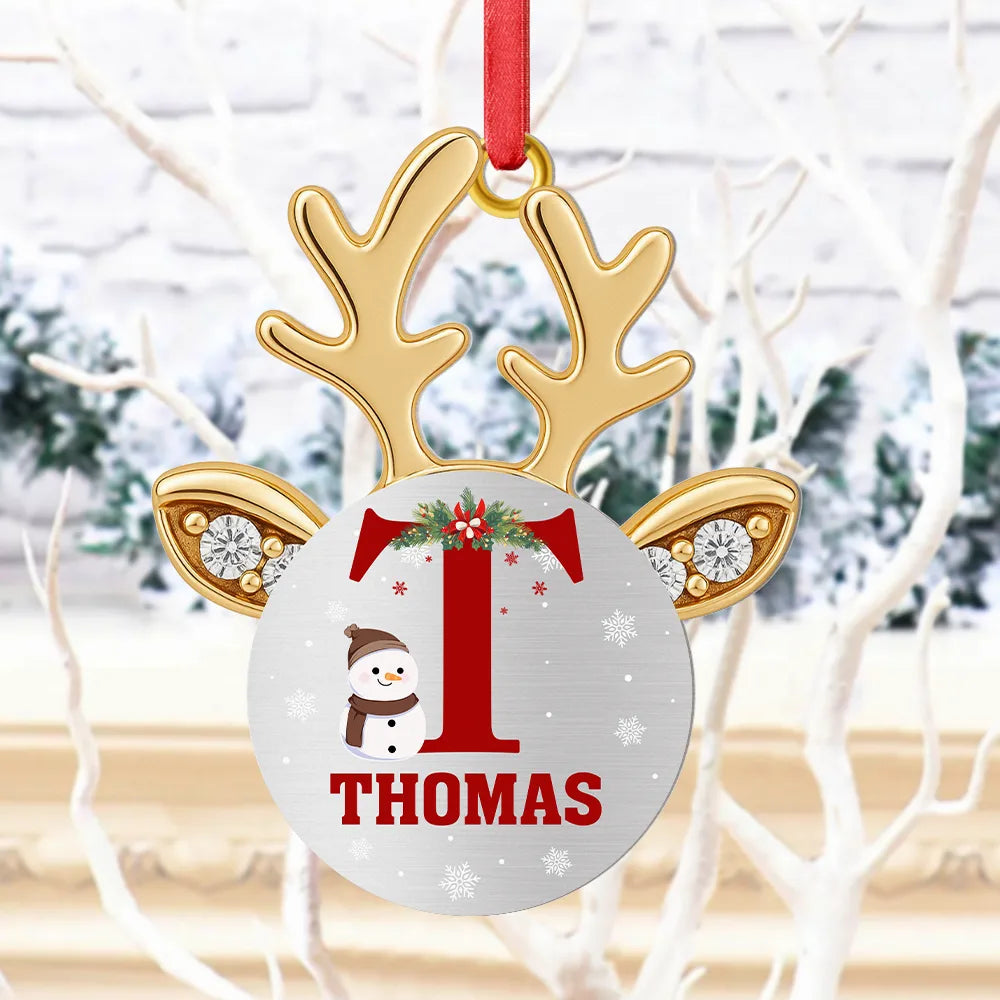 Happy,Christmas,Gift For Kids - Antler Christmas - Personalized Metal Ornament