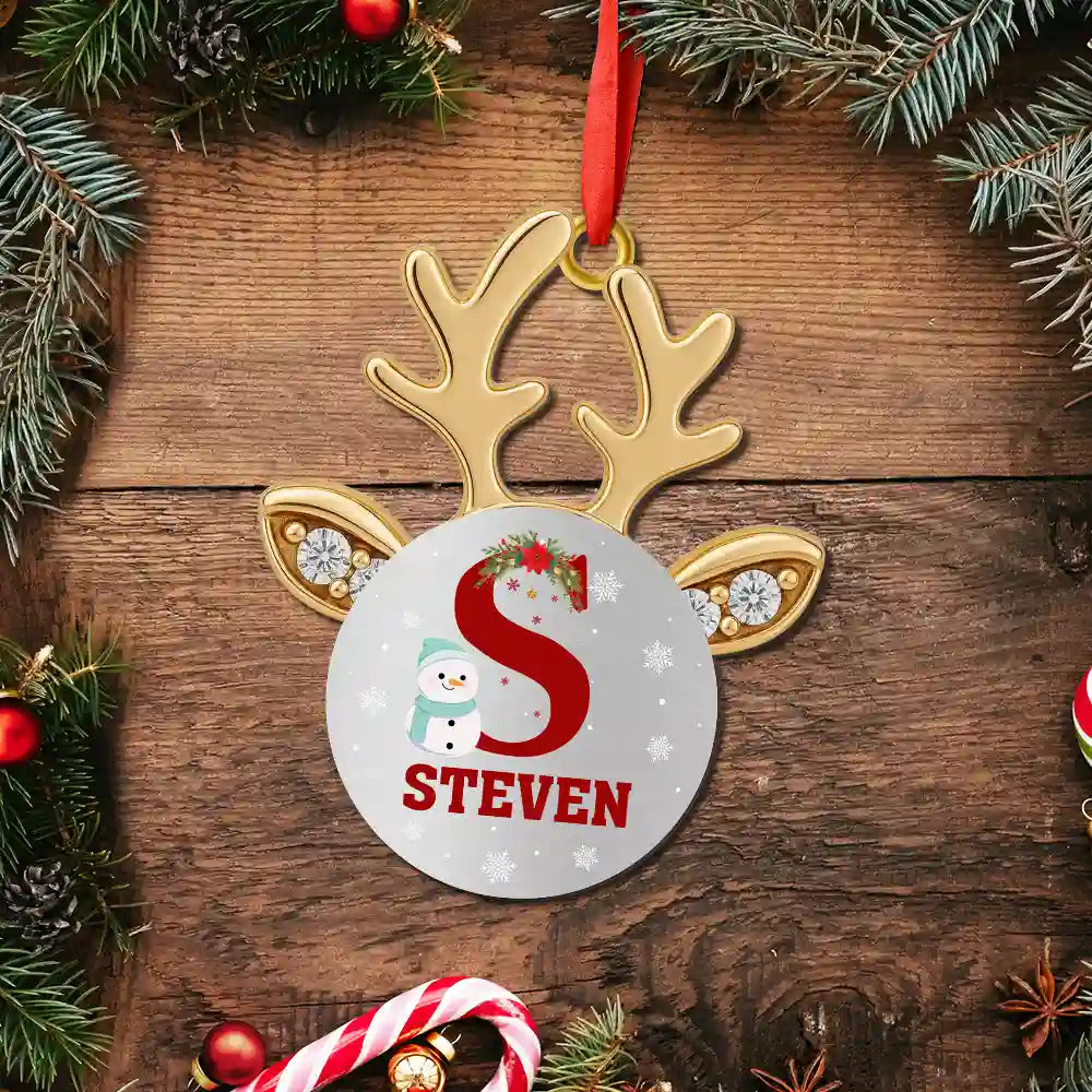 Happy,Christmas,Gift For Kids - Antler Christmas - Personalized Metal Ornament