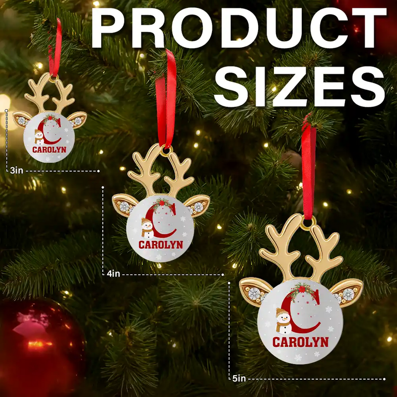 Happy,Christmas,Gift For Kids - Antler Christmas - Personalized Metal Ornament