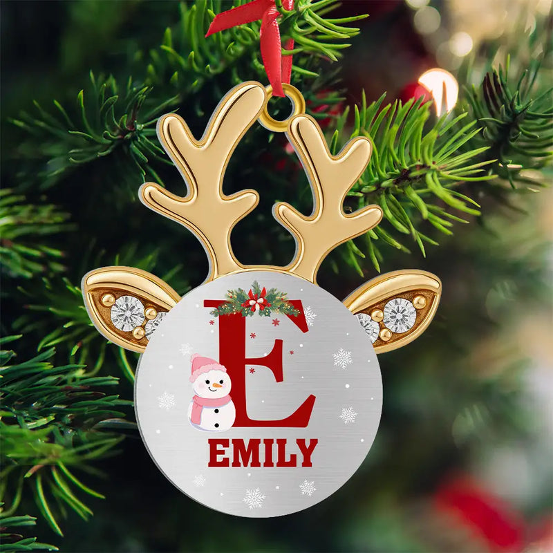 Happy,Christmas,Gift For Kids - Antler Christmas - Personalized Metal Ornament