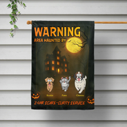 Halloween, Funny, Dog Lovers, Dog Mom, Dog Dad - Area Haunted By 24 HR Scare-curity Service - Personalized Flag