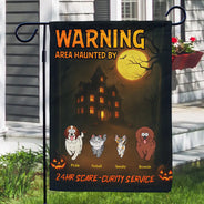 Halloween, Funny, Dog Lovers, Dog Mom, Dog Dad - Area Haunted By 24 HR Scare-curity Service - Personalized Flag