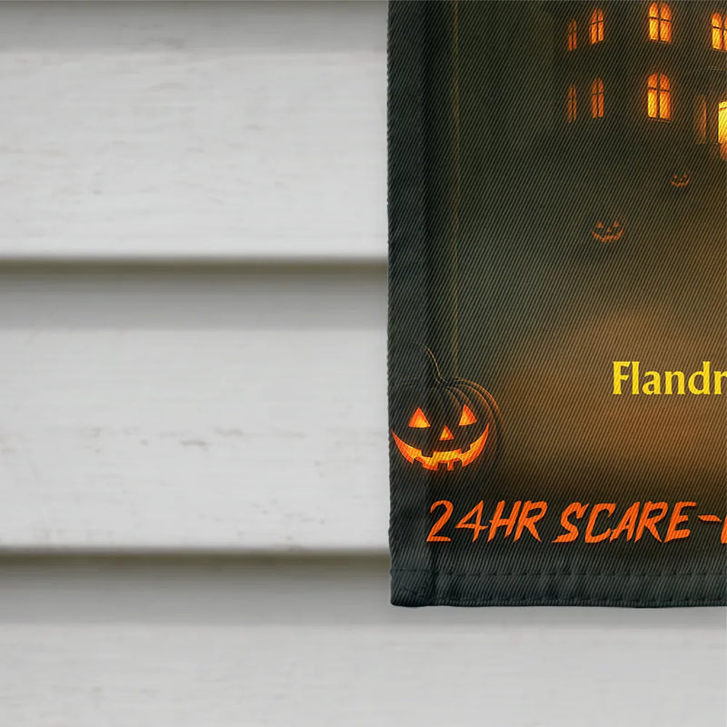 Halloween, Funny, Dog Lovers, Dog Mom, Dog Dad - Area Haunted By 24 HR Scare-curity Service - Personalized Flag