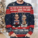 Christmas,Christian,Family,Pet Lovers - As For Me And My House We Will Serve The Lord - Personalized Unisex Ugly Sweater