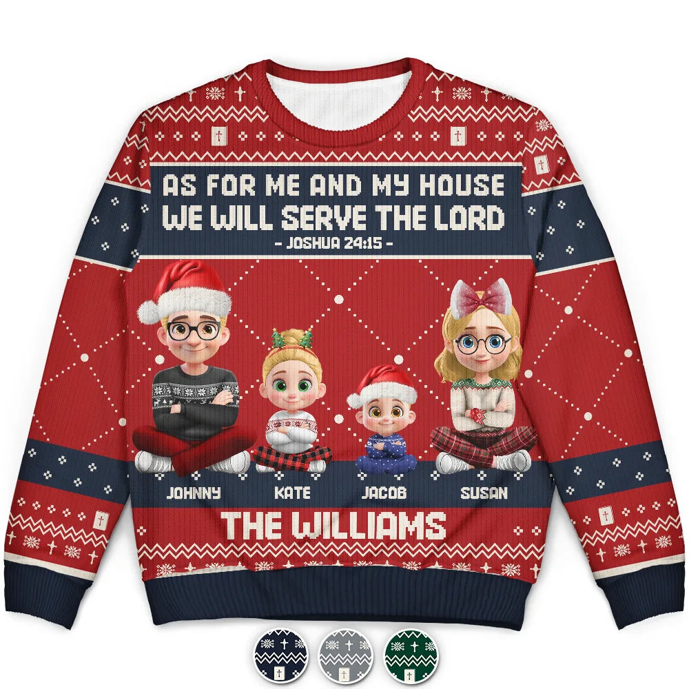 As For Me And My House We Will Serve The Lord - Personalized Unisex Ugly Sweater