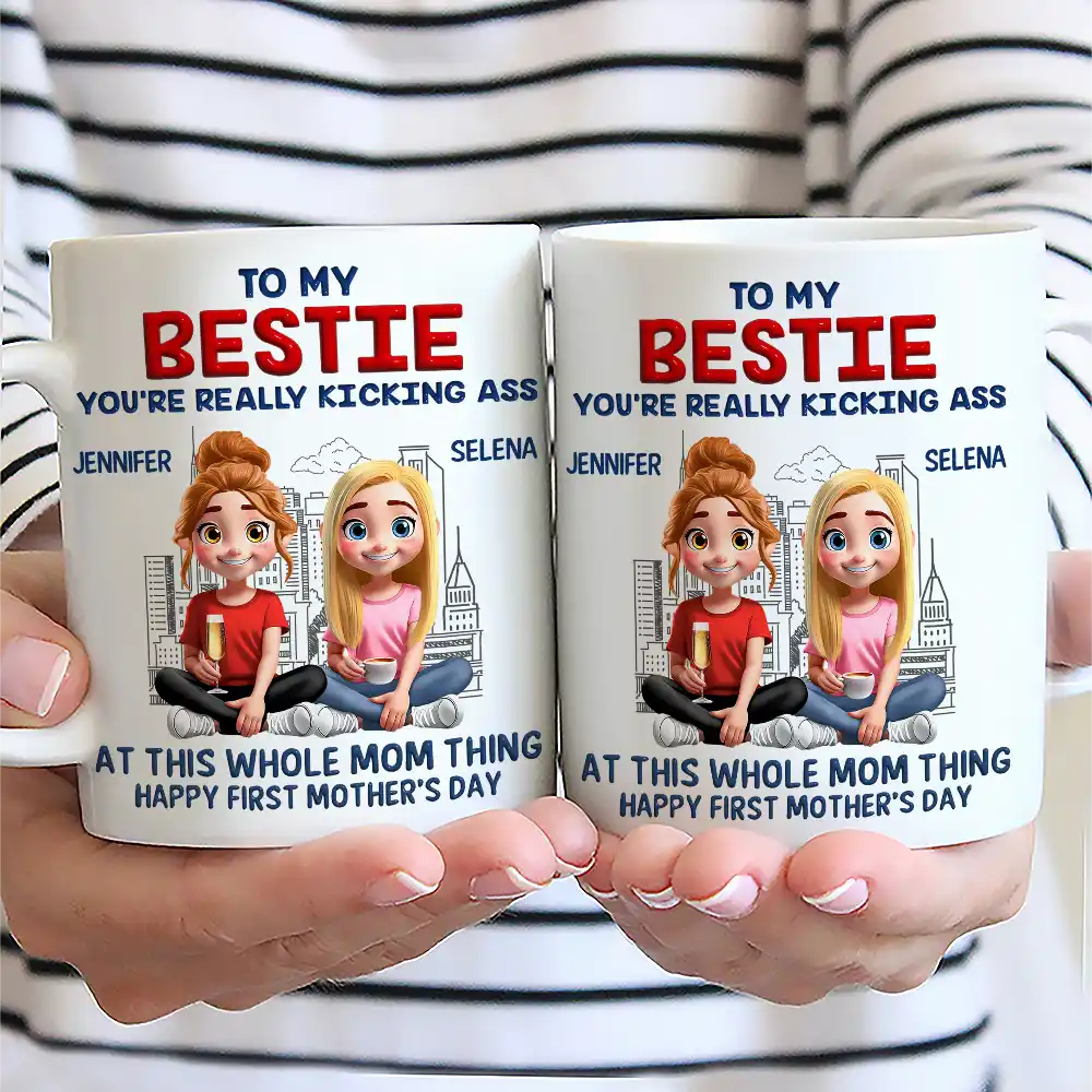 Gift For Mother,Gift For Daughter,New Mom,Happy - At This Whole Mom Thing - Personalized Mug