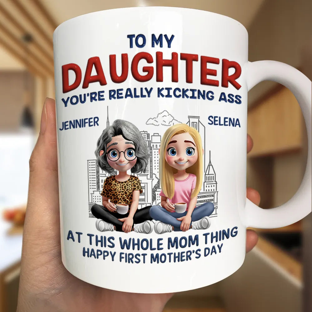 Gift For Mother,Gift For Daughter,New Mom,Happy - At This Whole Mom Thing - Personalized Mug