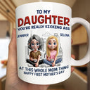 Gift For Mother,Gift For Daughter,New Mom,Happy - At This Whole Mom Thing - Personalized Mug
