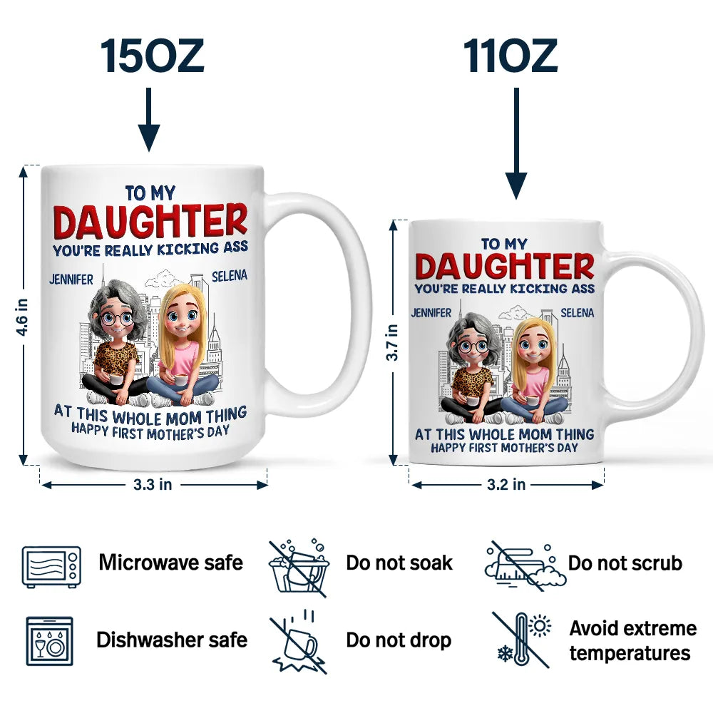 Gift For Mother,Gift For Daughter,New Mom,Happy - At This Whole Mom Thing - Personalized Mug