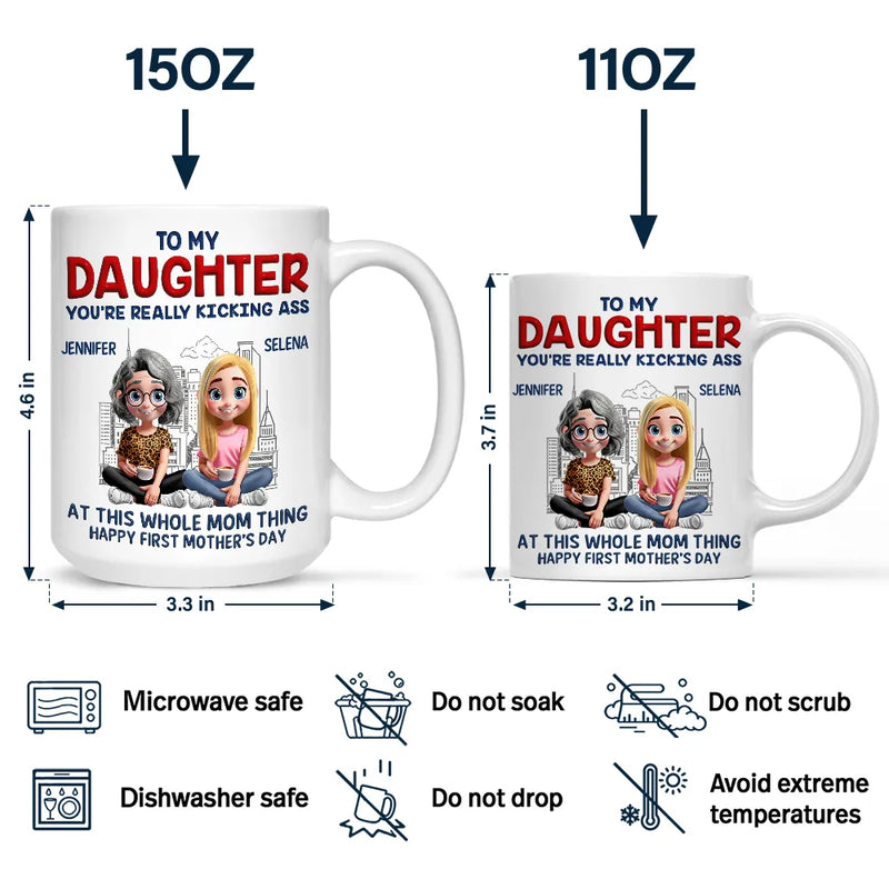 Gift For Mother,Gift For Daughter,New Mom,Happy - At This Whole Mom Thing - Personalized Mug