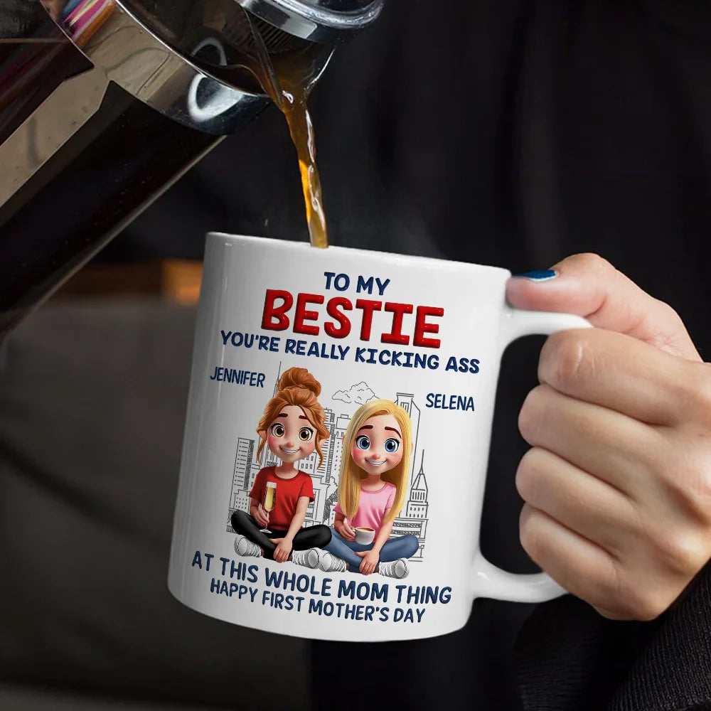 Gift For Mother,Gift For Daughter,New Mom,Happy - At This Whole Mom Thing - Personalized Mug