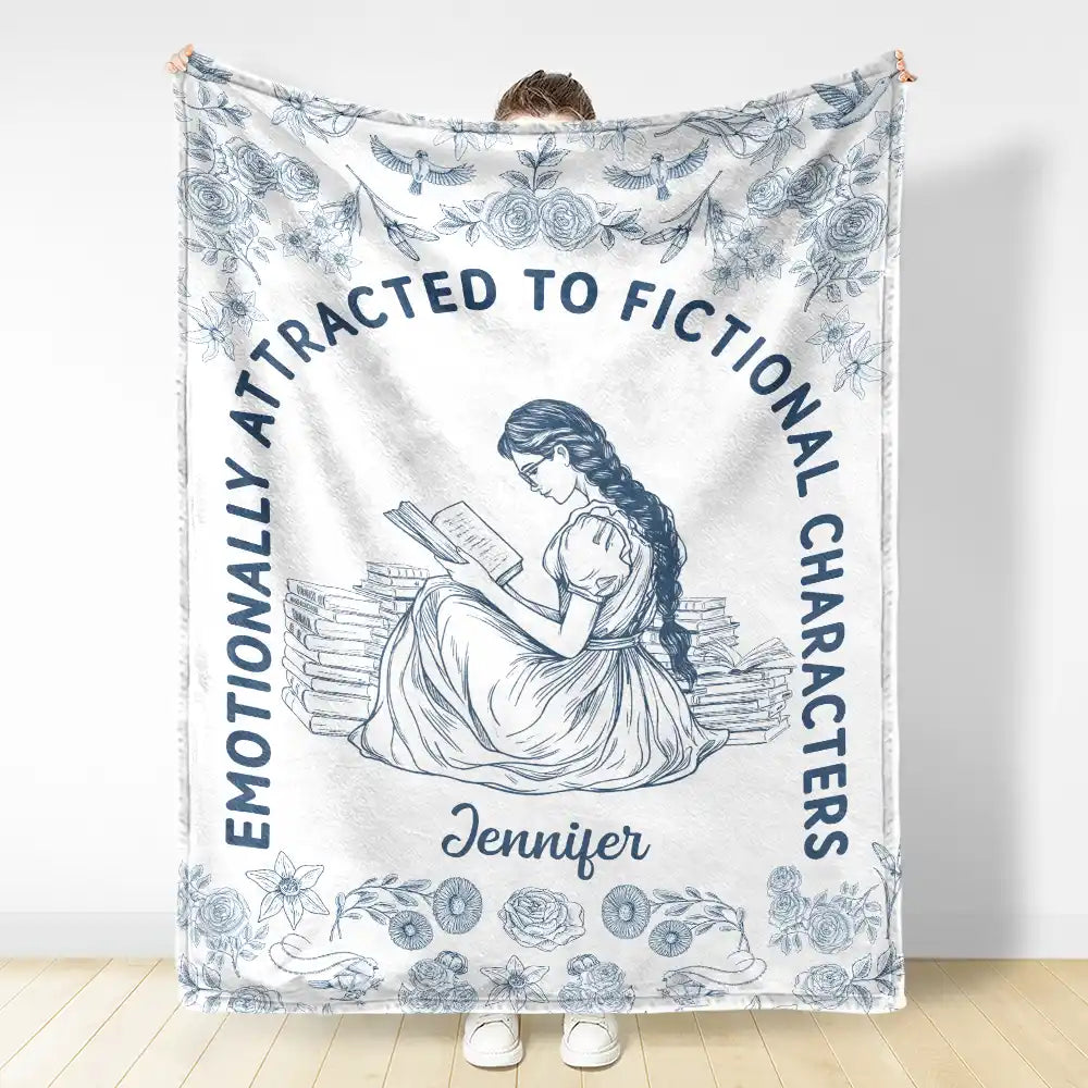 Gift For Yourself, Gift For Women, Reading, Happy - Attracted To Fictional Characters - Personalized Fleece Blanket, Sherpa Blanket