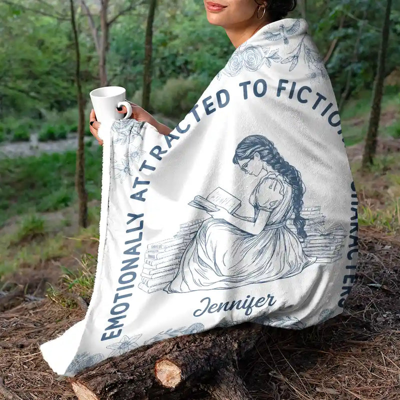 Gift For Yourself, Gift For Women, Reading, Happy - Attracted To Fictional Characters - Personalized Fleece Blanket, Sherpa Blanket