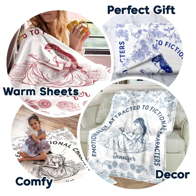 Gift For Yourself, Gift For Women, Reading, Happy - Attracted To Fictional Characters - Personalized Fleece Blanket, Sherpa Blanket