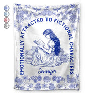 Gift For Yourself, Gift For Women, Reading, Happy - Attracted To Fictional Characters - Personalized Fleece Blanket, Sherpa Blanket