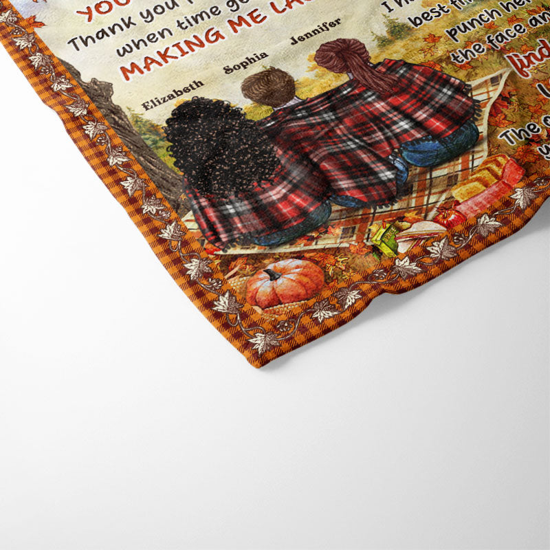 Autumn Flannel Bestie I Love You - Personalized Custom Blanket