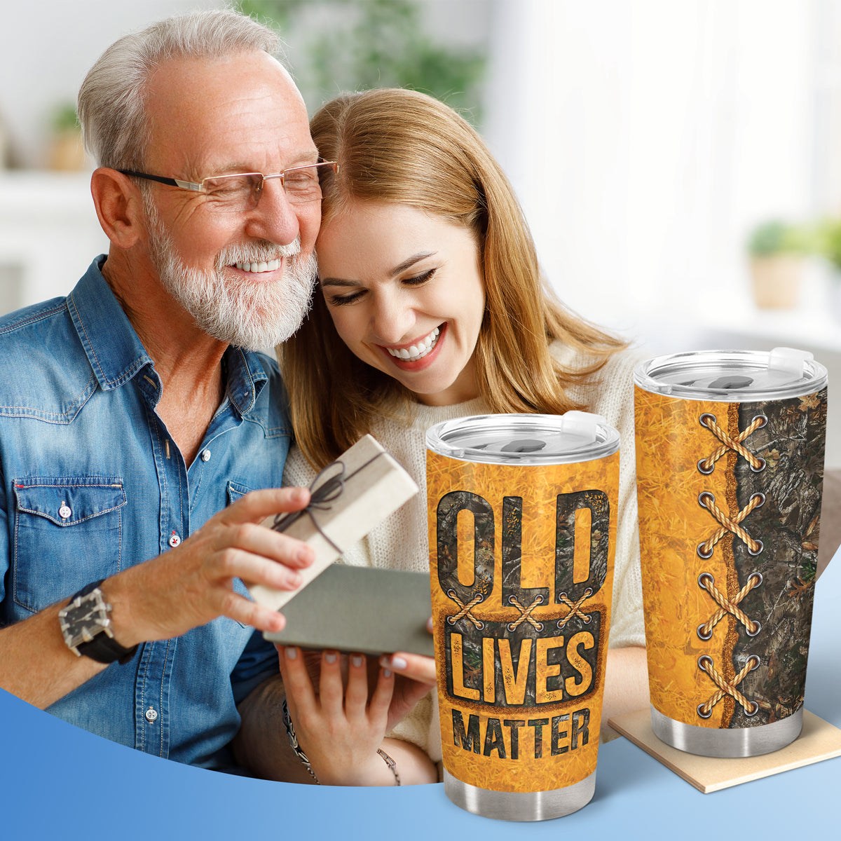 Cadeau Wander Prints pour papa – Old Lives Matter – Gobelet isotherme 59 cl – Cadeau d'anniversaire pour la fête des pères AZCS