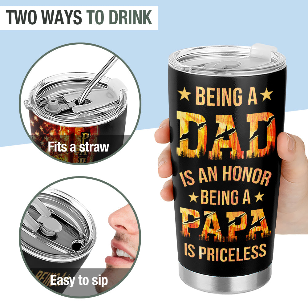 Wander Prints Gift For Dad - Papa Saurus - 20oz Insulated Tumbler - Father's Day Birthday Gift AZCS