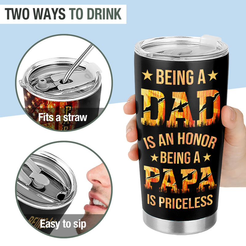 Wander Prints Gift For Dad - Papa Saurus - 20oz Insulated Tumbler - Father's Day Birthday Gift AZCS