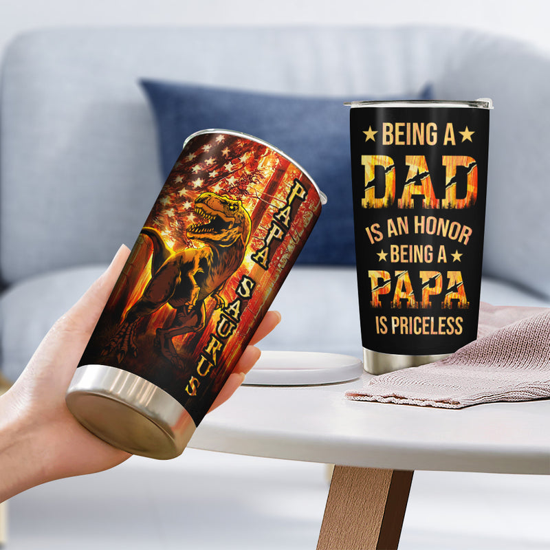 Wander Prints Gift For Dad - Papa Saurus - 20oz Insulated Tumbler - Father's Day Birthday Gift AZCS