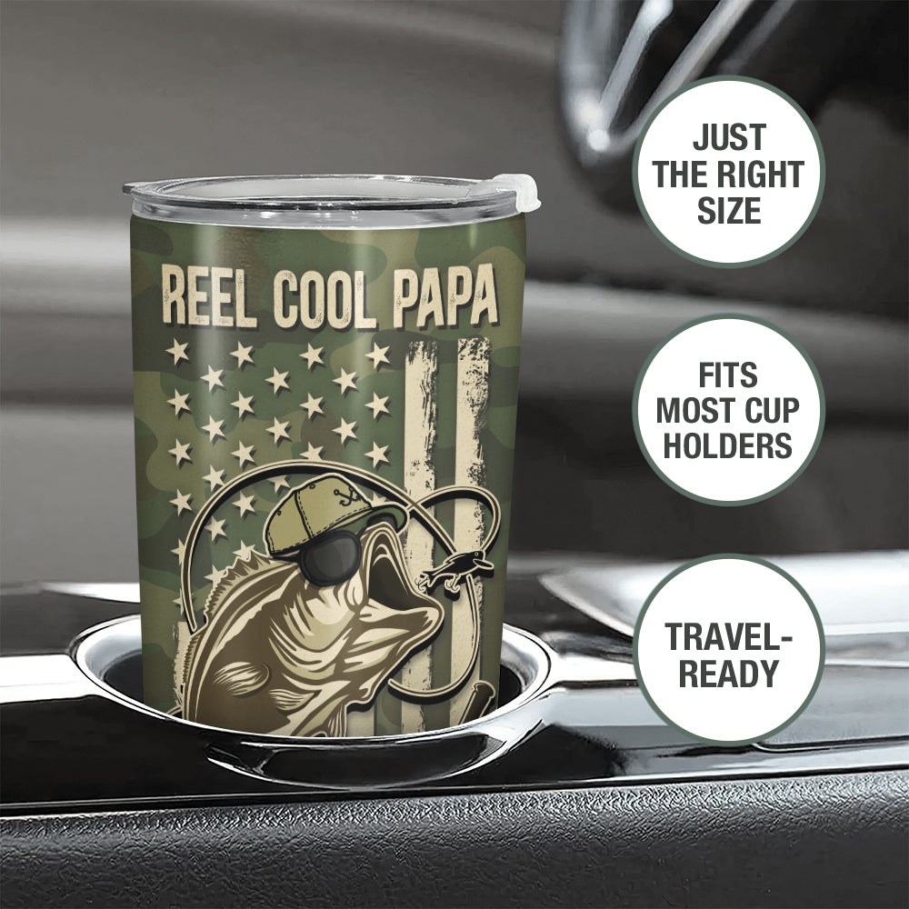 Cadeau Wander Prints pour papa – Pêcher, être papa est un honneur – Gobelet isotherme 20 oz – Cadeau d'anniversaire pour la fête des pères AZCS