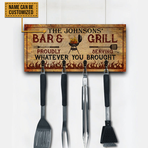 Porte-ustensiles de barbecue, bar et gril, porte-clés en bois personnalisé