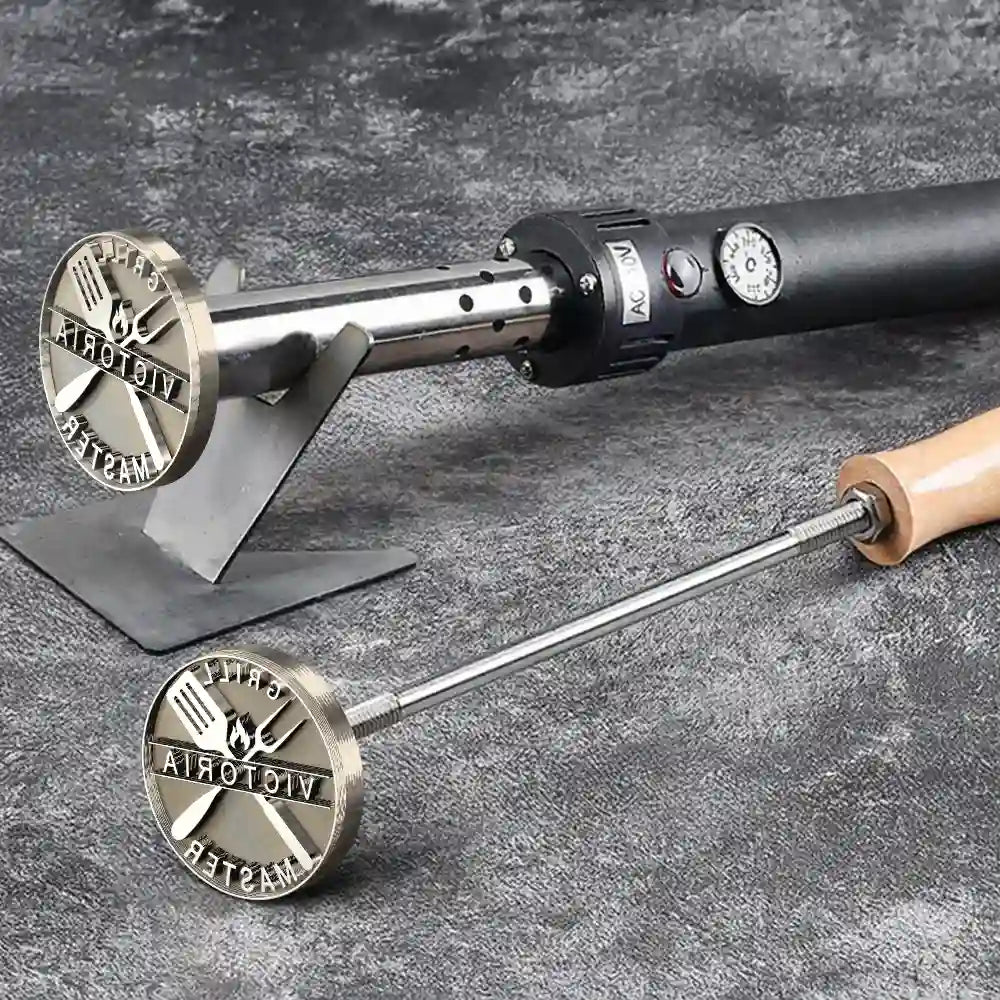 Happy, Gift For Yourself, Gift For Women, Gift For Men, Grilling - BBQ King Grill Master - Personalized Grilling Branding Stamp